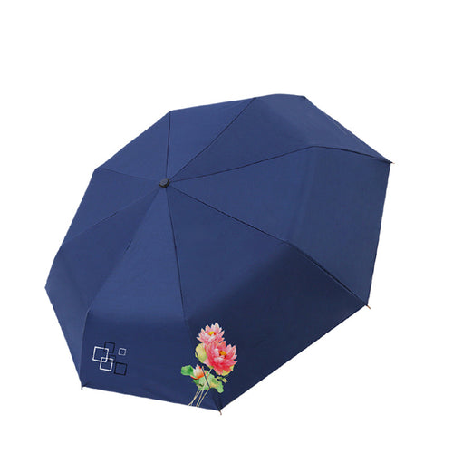 Kvinnes sammenleggbare paraply med elegant blomsterdesign Skanto
