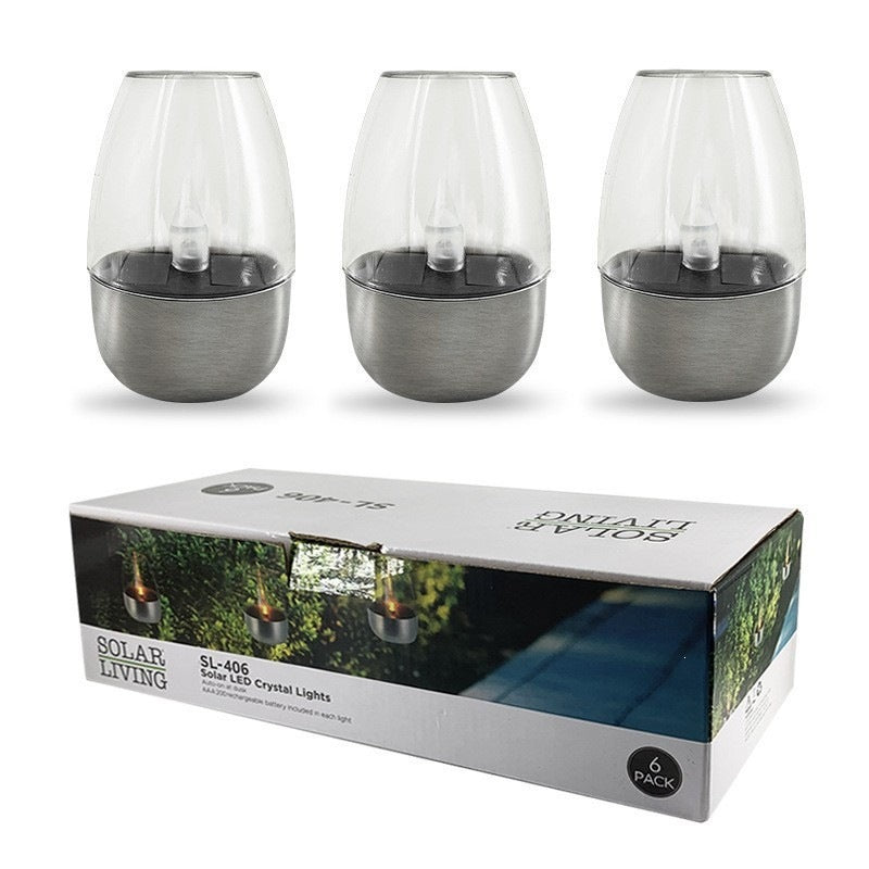 LED Flameless Glass Votive Lantern Par Med Realistisk Flamme Flimmer Og Metallbase Skanto