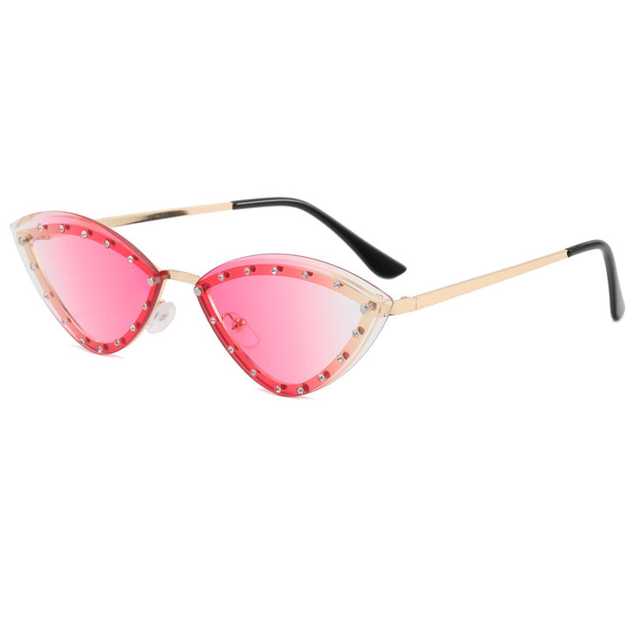 Dame Cat-Eye solbriller med glitter-detaljer Skanto