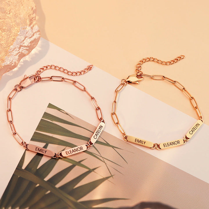Skanto | Personlig familie-navn papirklips armbånd