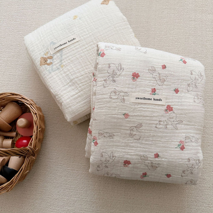 Unisex Cozy Muslin Blanket med Søtt Kanin Design Skanto