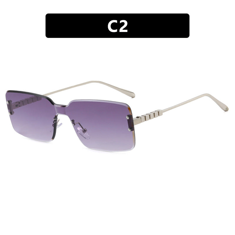 Women's modern rectangular sunglasses with stylish metal frame Skanto