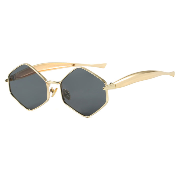 Women's hexagonal sunglasses with elegant metal frame and UV protection Skanto