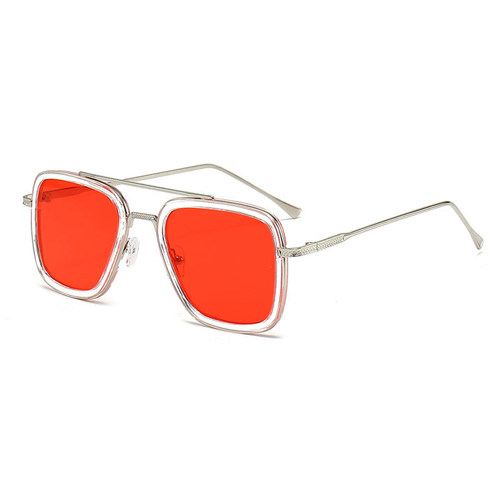 Dame moteristisk kvadratisk solbrille med glamorøs metallramme Skanto