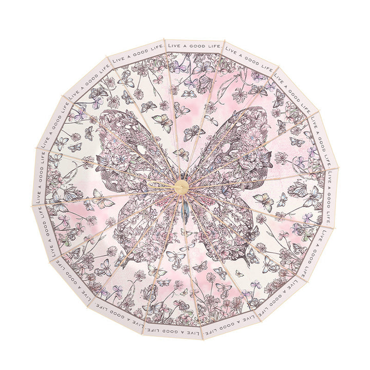 Dame elegant og robust paraply med botanisk design Skanto