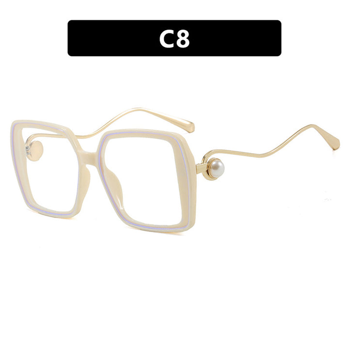 Women's trendy square glasses with elegant metal frame and unique accents Skanto
