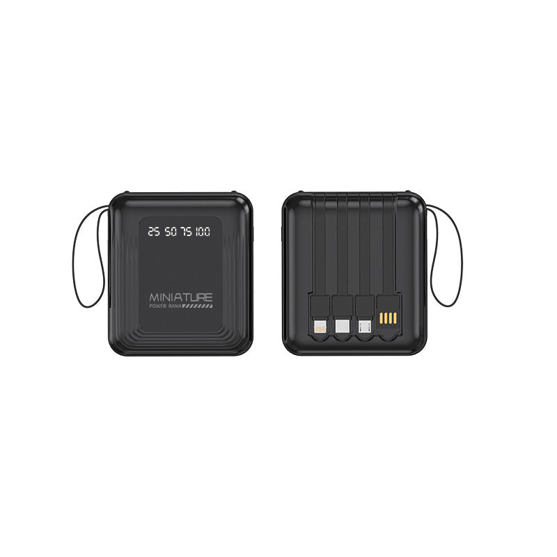 Kompakt powerbank med integrert kabel og digital ladeindikator Skanto
