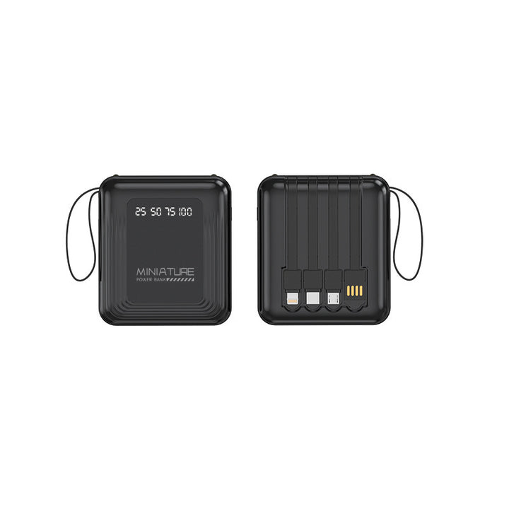 Kompakt powerbank med integrert kabel og digital ladeindikator Skanto