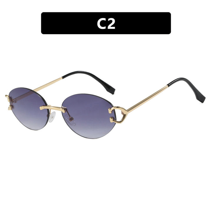 Women's elegant oval sunglasses with modern metal frame Skanto