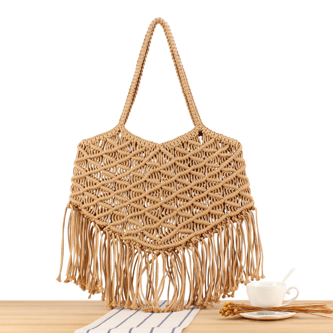 Macrame Tote Bag with Fringed Edges Skanto
