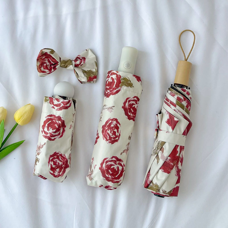 Dame Automatisk Folderegndekker med Blomsterdesign Skanto