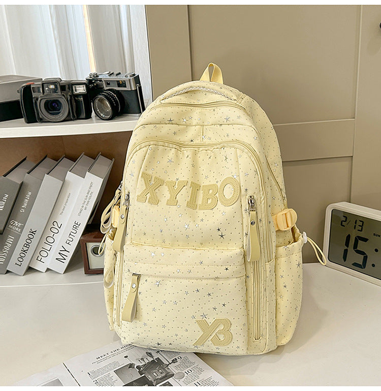Multi-Pocket Stjerne-utsmykket Skole Rygsekk