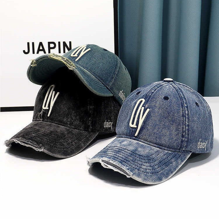 Kvinne Slitt Denim Brodert Baseballcap Skanto
