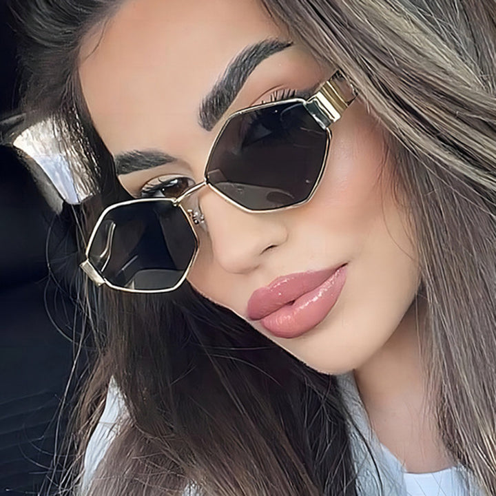 Women's geometric sunglasses with slim metal frame and polarized lenses Skanto