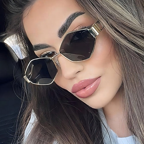 Women's geometric sunglasses with slim metal frame and polarized lenses Skanto