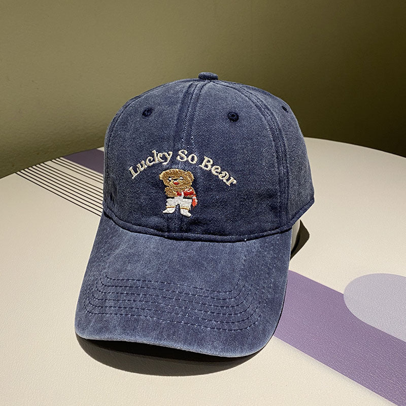 Unisex Avslappet Brodert Bjørn Caps Skanto