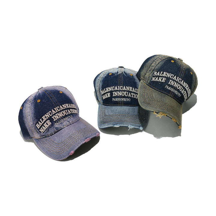 Kvinne Slitt Denim Grafisk Baseballcaps Skanto