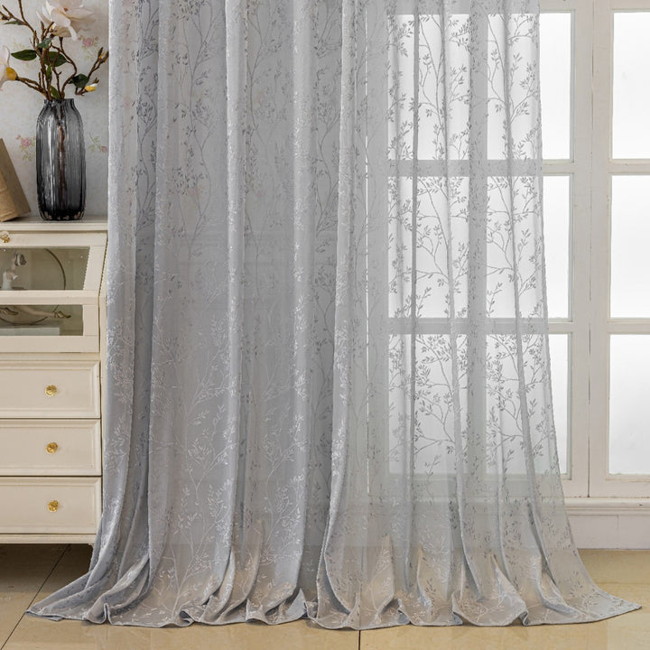 WoFloral Brodert Gjennomsiktig Gardin Skanto