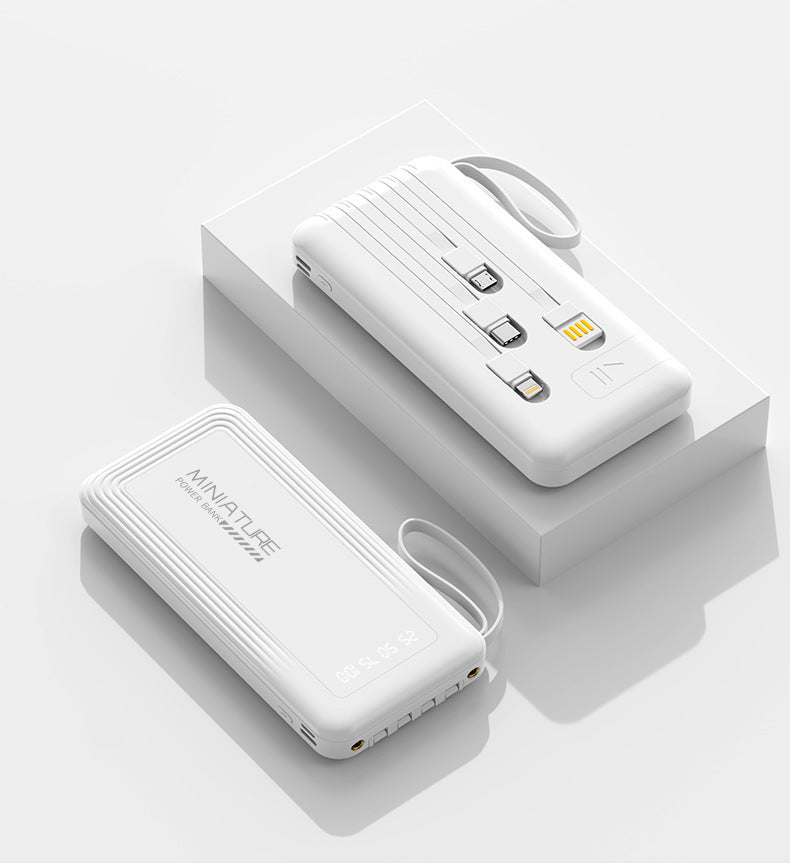 Mini Powerbank med integrert multifunksjonsladekabel Skanto