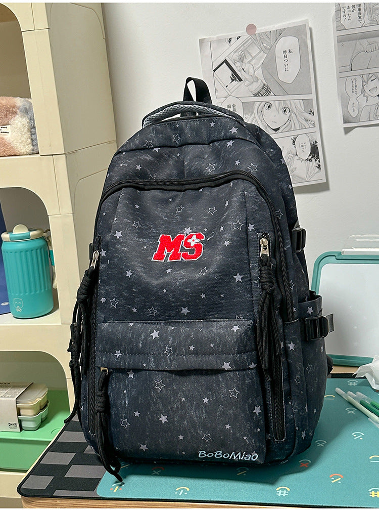 Hverdags Star Print Multi-Compartment Skole Ryggsekk