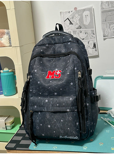 Hverdags Star Print Multi-Compartment Skole Ryggsekk