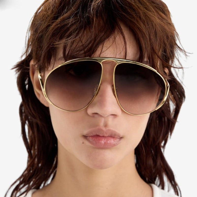 Women's Fashionable Pilot Sunglasses with Polarized Lenses and Elegant Metal Frame Skanto