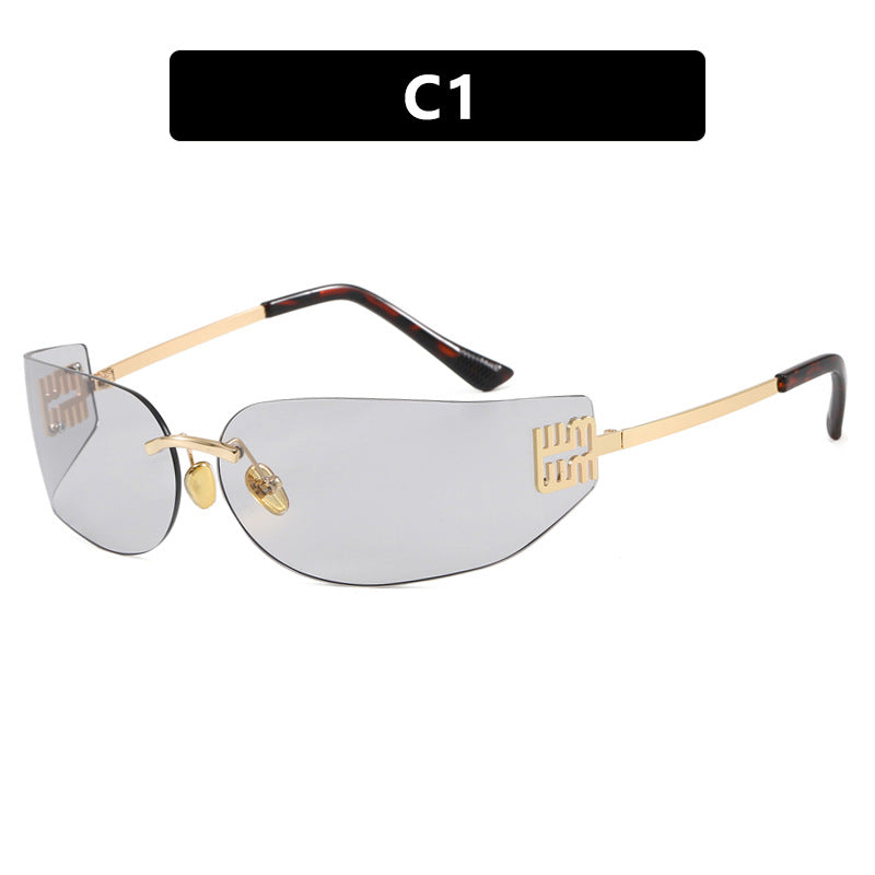 Women's futuristic designer sunglasses with unusual frame and UV protection Skanto