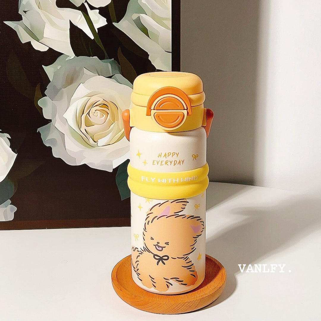 Damen Isolier-Trinkflasche mit praktischem Klappverschluss und niedlichem Tierdesign Skanto