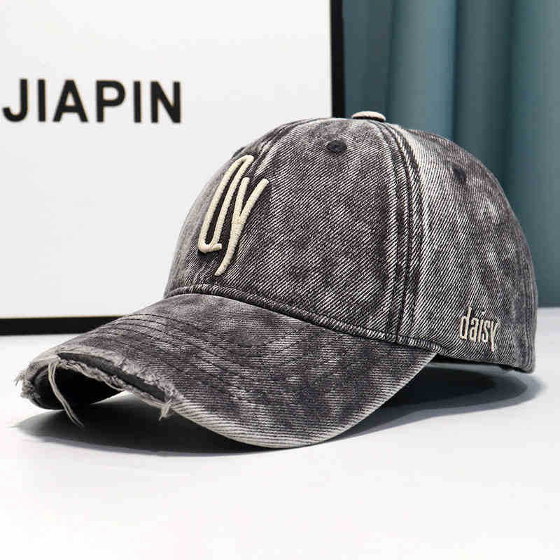 Kvinne Slitt Denim Brodert Baseballcap Skanto
