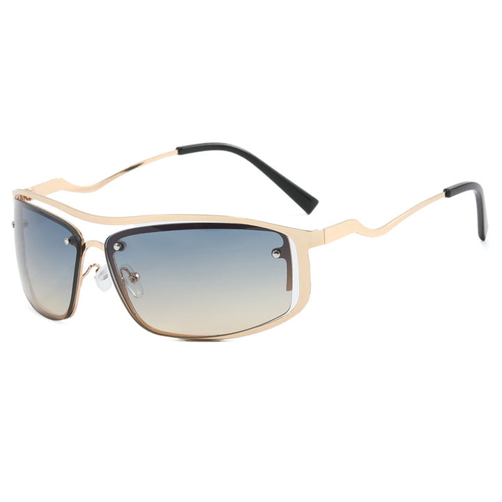 Women's futuristic sunglasses with elegant metal frame and high transparent lenses Skanto
