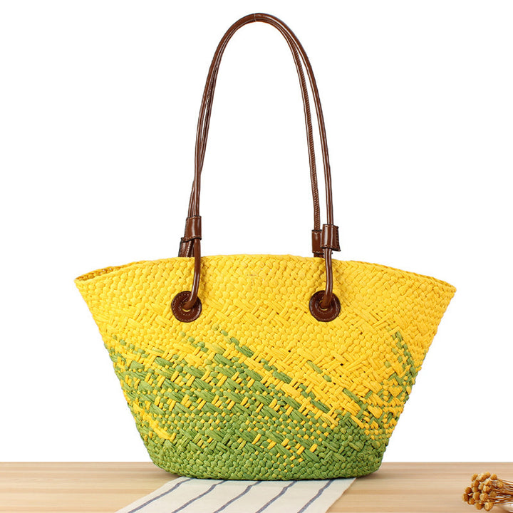 Braided beach bag with elegant color gradient Skanto