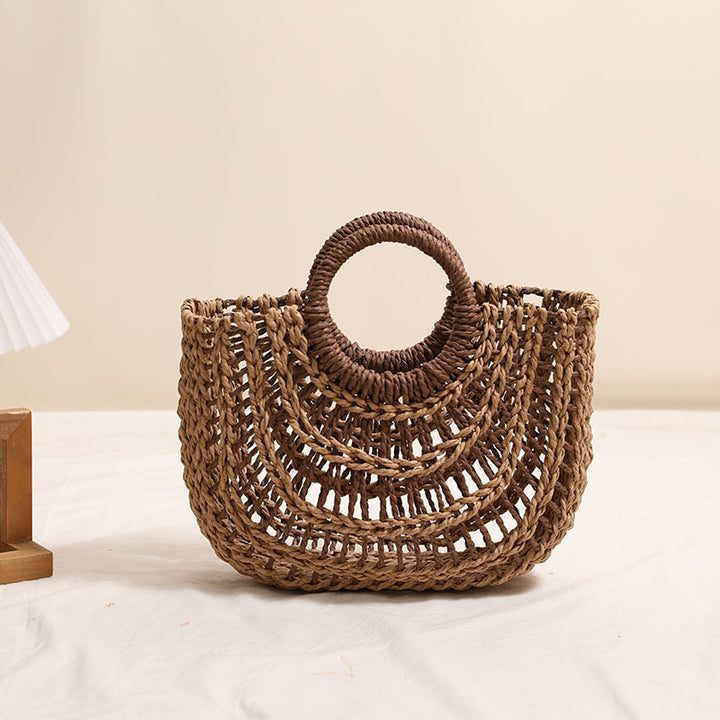 Handmade basket bag with stylish ring handle Skanto