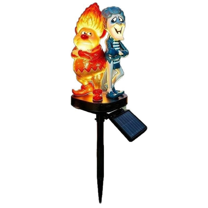 Solcel-drevet tegneserie flammefigur hage stake lys med akryl diffusor og justerbar bakke pigg Skanto