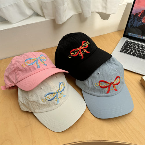 Kvinne Brodert Sløyfe-Detalj Baseball Caps Skanto