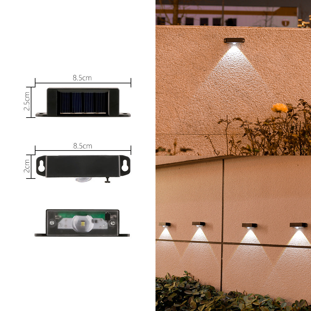 Kompakt solardrevet bevegelsessensor LED vegglampe for utendørs trapper og gjerder Skanto