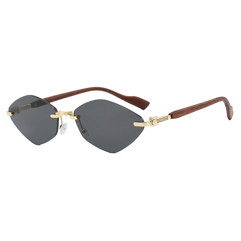 Women's geometric sunglasses with luxurious wood arms and polarized lenses Skanto