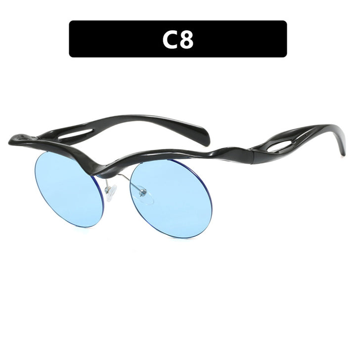 Damer futuristisk solbrille med buet ramme og polariserte linser Skanto