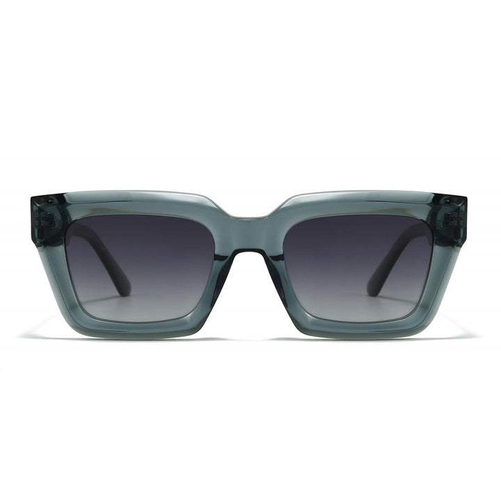 Dame firkantet solbrille med moderne plastikkinnestel og myke linser Skanto