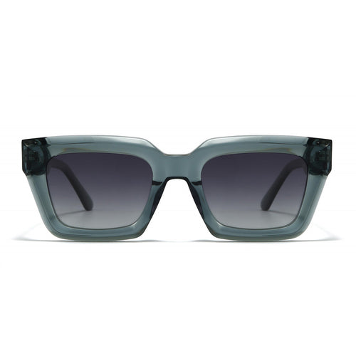 Dame firkantet solbrille med moderne plastikkinnestel og myke linser Skanto
