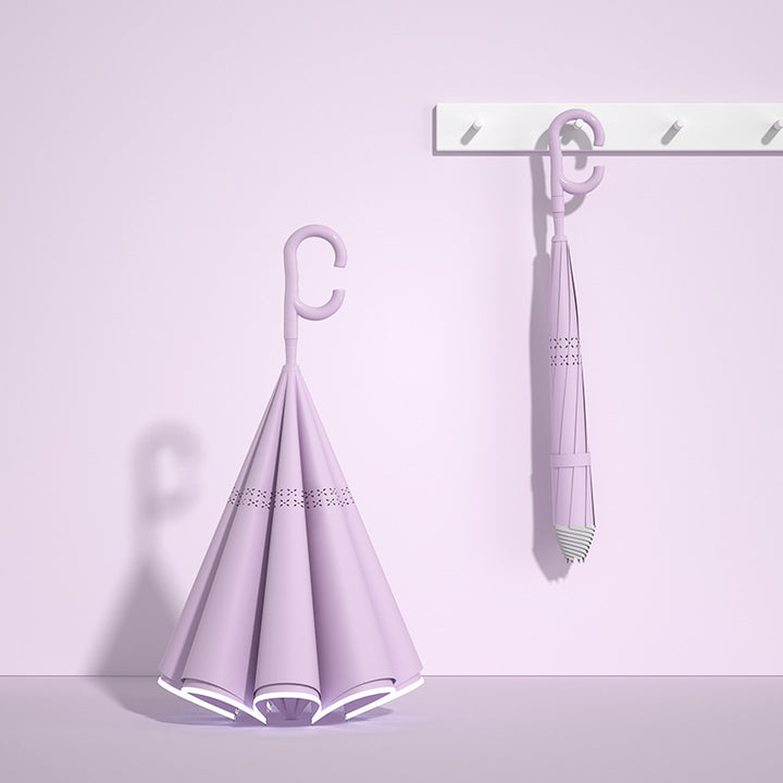 Dame automatisk sammenleggbare paraply med ergonomisk design og sterke vindmotstands elementer Skanto
