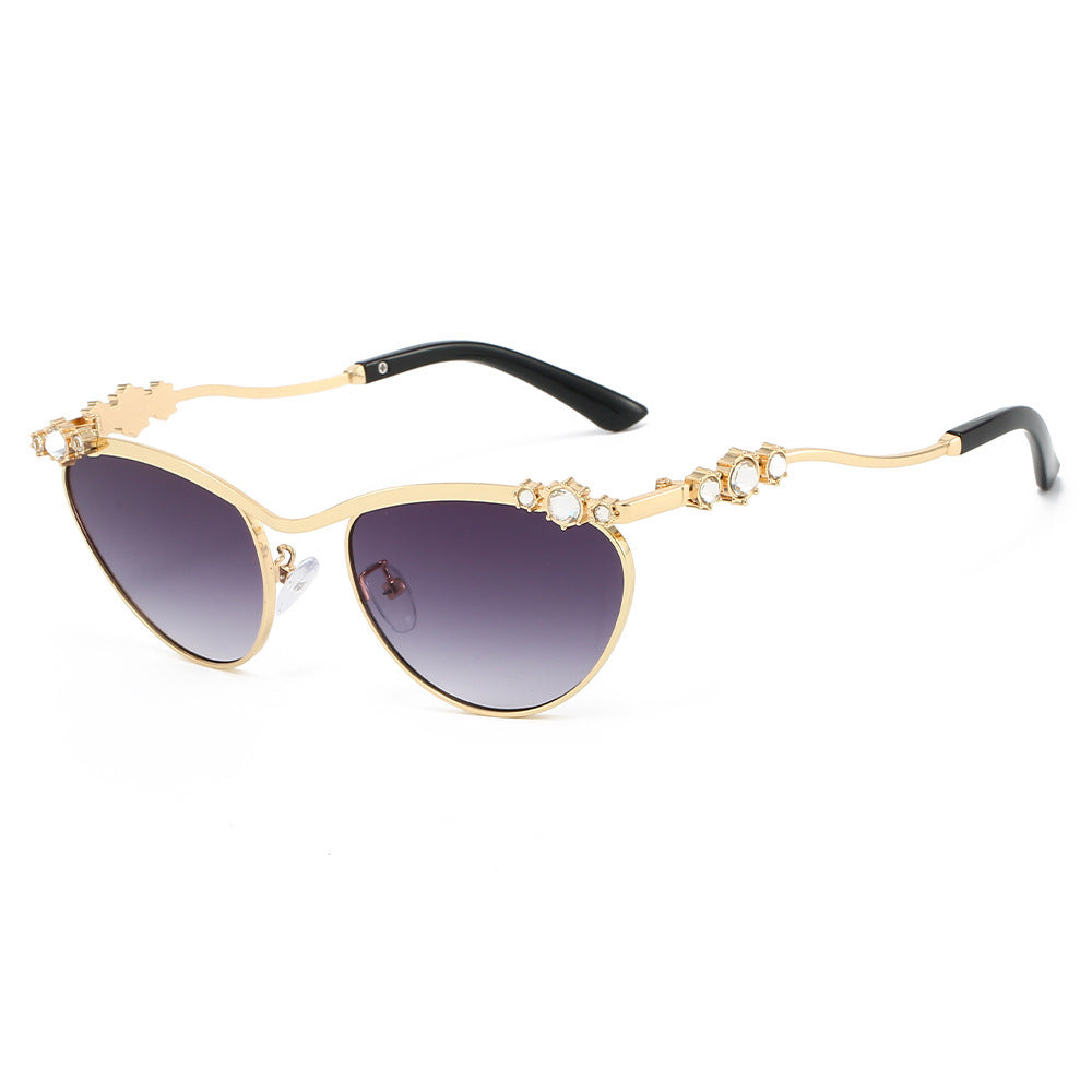 Dame Cat-Eye Solbriller med glitrende steindekor Skanto