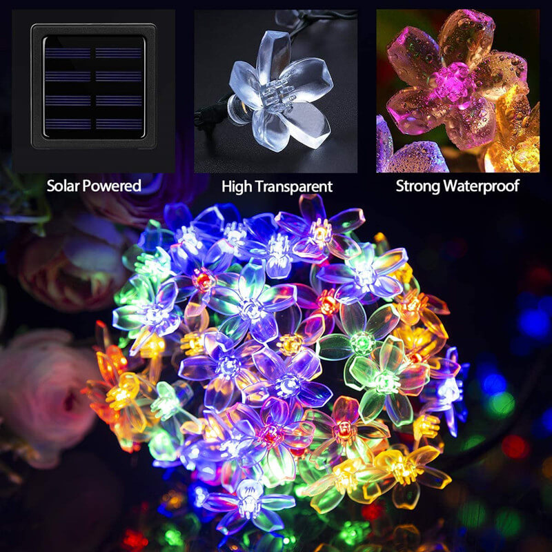 Norvo | LED Solar Sakura String Lights Vanntette Utendørs Fe Blomster Lys