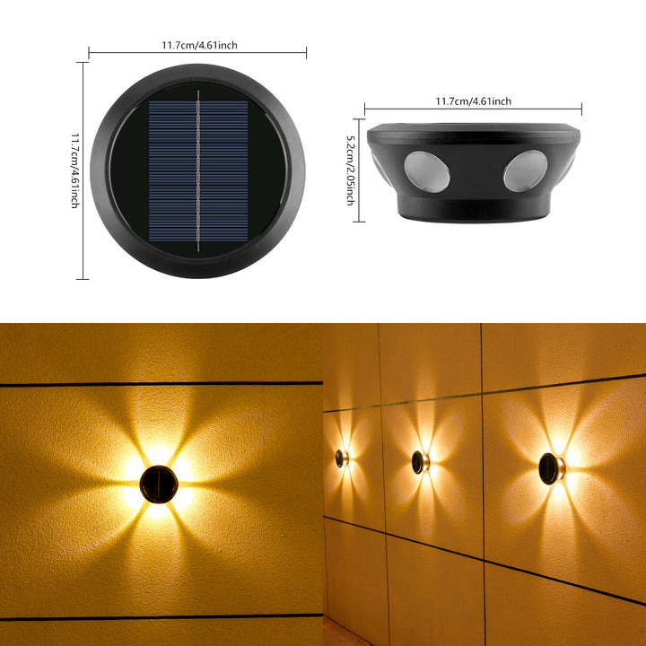 Rund Solvegglampe Med Kvadrant-Stråle LED Dekorativ Utendørs Vegglampe Og Værbestandig Hus Skanto
