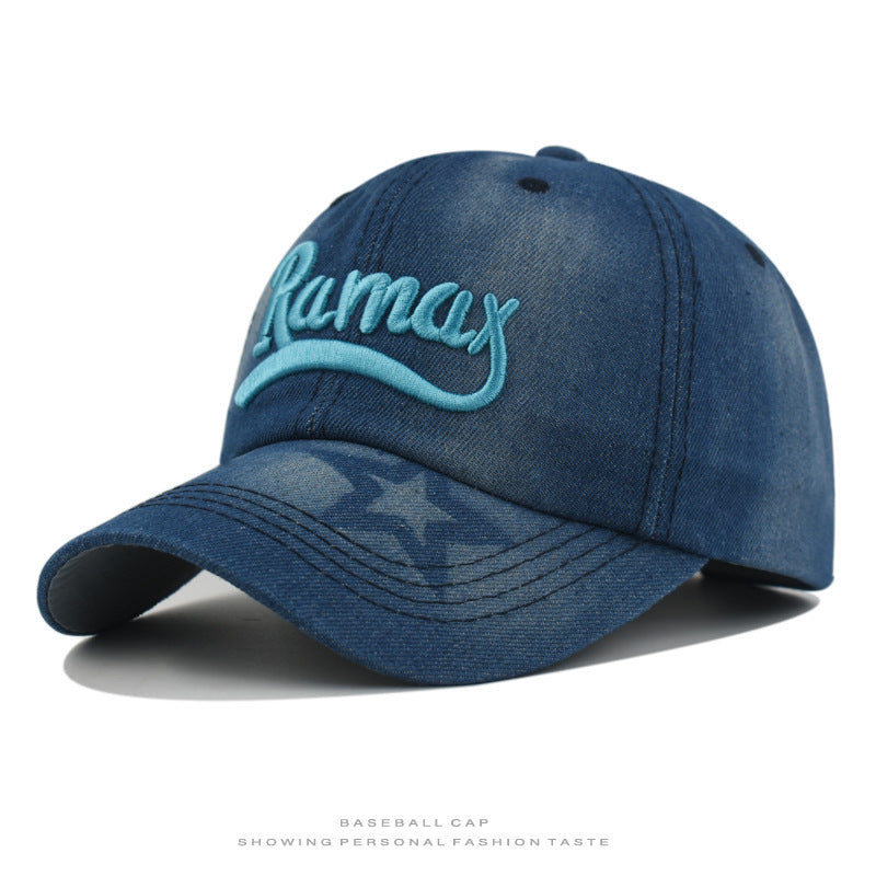 Herre's Slitt Denim Brodert Baseball Caps Skanto