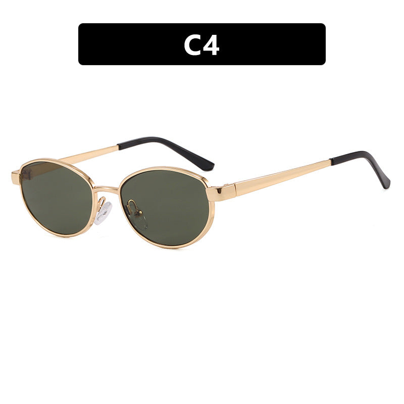 Women's fashionable sunglasses in elegant oval design with high-quality metal frame Skanto