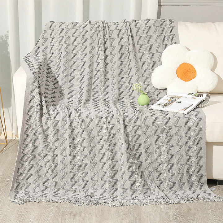 Kvinnens dekorative zigzag strikket teppe Skanto