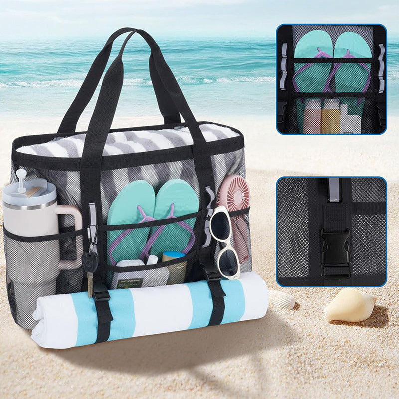 Multifunksjonell strandveske med nettdesign Skanto