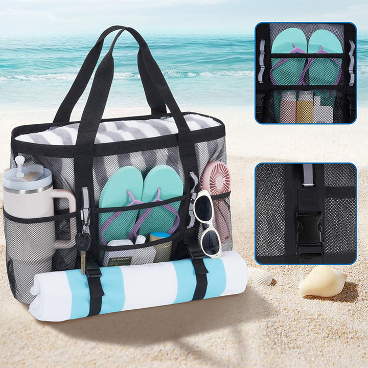 Multifunksjonell strandveske med nettdesign Skanto