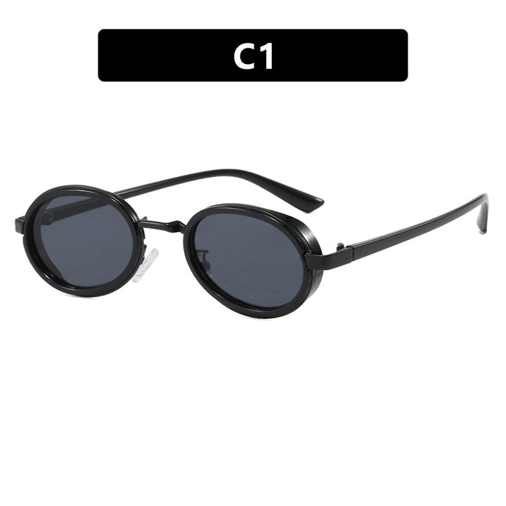 Women's round sunglasses with light lenses and golden details Skanto
