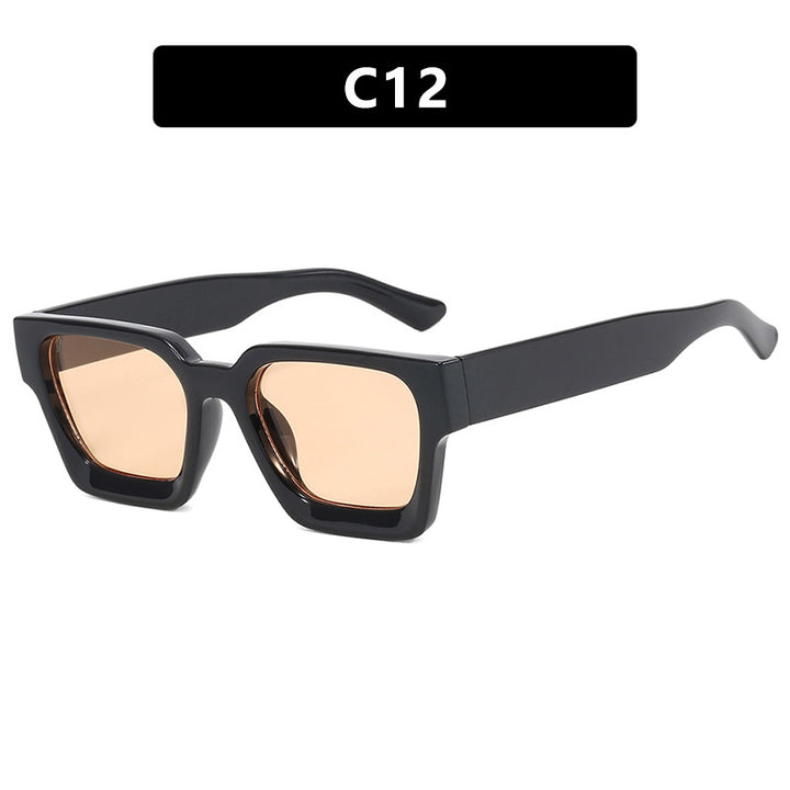 Women's Fashion Square Sunglasses with Robust Frame and Yellow Lenses Skanto